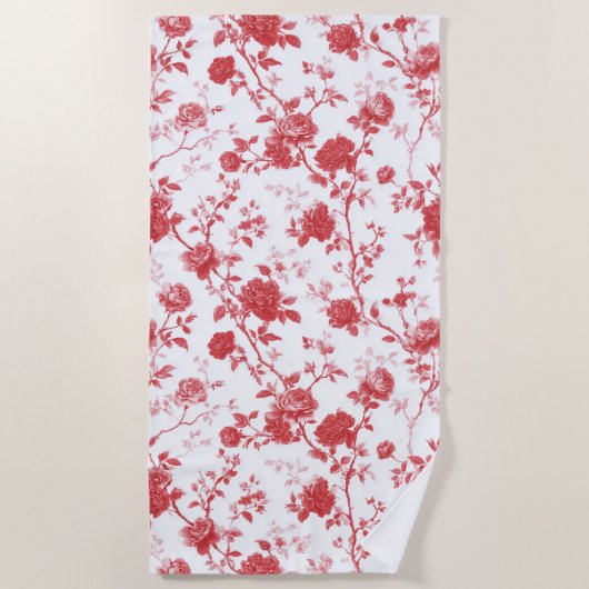 Rosenrot Floral Strandtuch (Vorderseite)