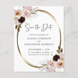 Rosenrot-Rose - Metallic Save the Date Ankündigungspostkarte