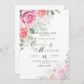 Rosenrot Rosen Rose Elegant und sanfte Hochzeit Einladung (Vorne/Hinten)