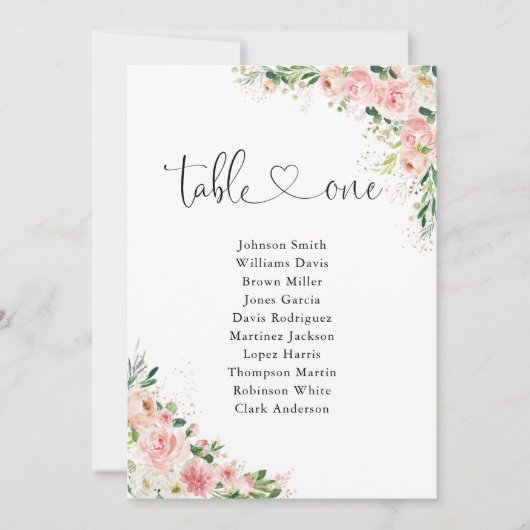 Rosenrot, rot, Tischnummer 1 Sitzplan (Vorderseite)