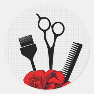 Rosensalonaufkleber Hairstylist-Haar-Stylist Runder Aufkleber