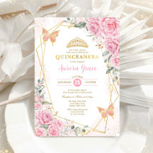 Rosenschmetterling Quinceañera Gold Geometrie in