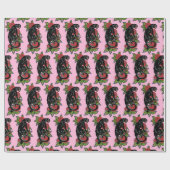 Rosenschwarzer Panther und blühende Rose Geschenkpapier (Flach)