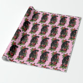 Rosenschwarzer Panther und blühende Rose Geschenkpapier (Ungerollt)