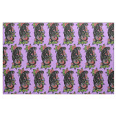 Rosenschwarzer Panther und blühende Rose Stoff (Fat Quarter (45,7 x 55,9 cm))