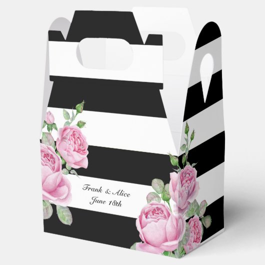 Rosensteine auf schwarzen Streifen Geschenkschachtel (Geöffnet)