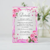 Rosensteine und Perlen zum Hochzeitsstich Begleitkarte (Stehend Vorderseite)