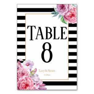 Rosensteine und Streifen Hochzeitsszene Tischnumme Tischnummer