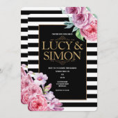 Rosensteine und Streifen zum Hochzeitsempfang Einladung (Vorne/Hinten)