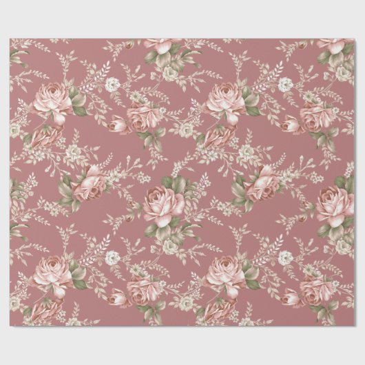 Rosenstrahlen in Rosen - Alte Rose Geschenkpapier (Flach)
