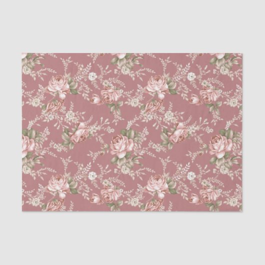 Rosenstrahlen in Rosen - Alte Rose Seidenpapier (Vorderseite)