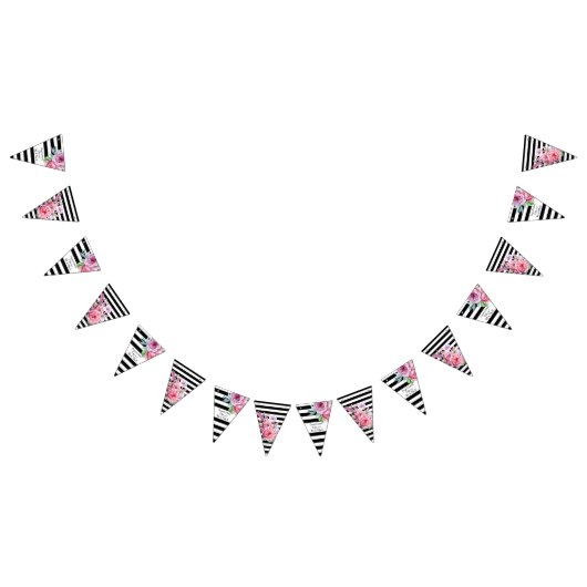 Rosenstrahlen und Streifen Hübsche Blumenhochzeit Wimpelkette (Alle)