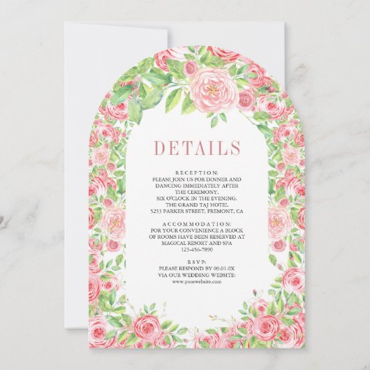 Rosenstraße Blütenblume auf einer Hochzeit Einladung (Rückseite)