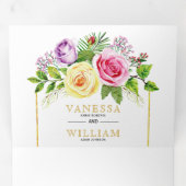 Rosenstrasse mit Blumen Dreifach Gefaltete Einladung (Innen Erste Seite)