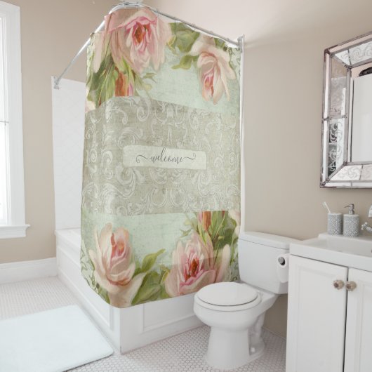 Rosenstraße Vintagen Moderne Willkommen Duschvorhang (Beispiel)