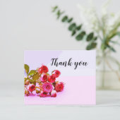 Rosenstrauch Hochzeit Danke Postkarte (Stehend Vorderseite)