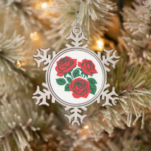 Rosenstrauß Schneeflocken Zinn-Ornament