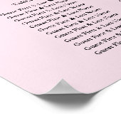 Rosenstuhlkarte für die Hochzeitssitze in Rosa-Ros Poster (Ecke)