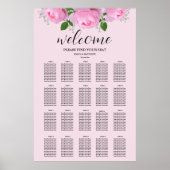 Rosenstuhlkarte für die Hochzeitssitze in Rosa-Ros Poster (Vorne)