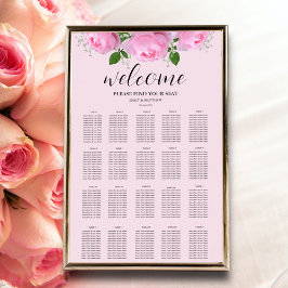 Rosenstuhlkarte für die Hochzeitssitze in Rosa-Ros Poster