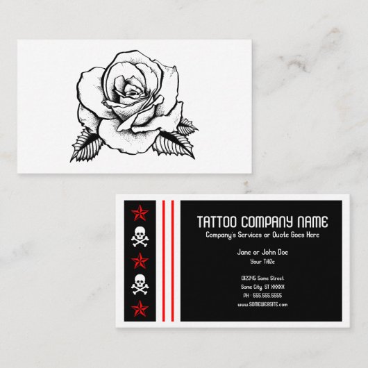 Rosentätowierung Visitenkarte (Vorne/Hinten)