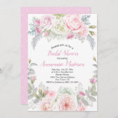 Rosenweiße Hydrangeas Grünes Brautparty Einladung (Vorne/Hinten)