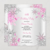 Rosenwunder Wunderland Schneeflocken Party Einladung (Vorne/Hinten)