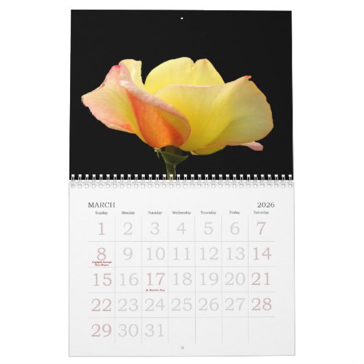 Roses 2018 Custom Calendar Kalender (Mär 2026)