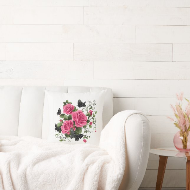 Roses and Butterflies Kissen (Liege)