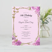 Roses and Butterflies Pink 18th Debut Birthday Einladung (Stehend Vorderseite)