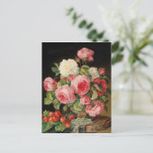 Roses and cherries oil painting postkarte (Stehend Vorderseite)