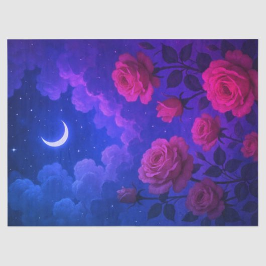 Roses and Moonlight Tissue Paper Seidenpapier (Vorderseite)