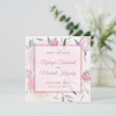 Roses and Shades of Pink Save The Date Card (Stehend Vorderseite)