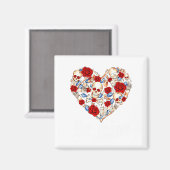 Roses And Skulls Heart Gothic Style Valentine Be M Magnet (Vorderseite/Rückseite)