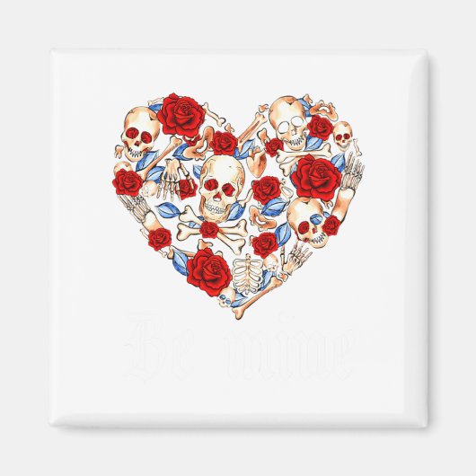 Roses And Skulls Heart Gothic Style Valentine Be M Magnet (Vorne)