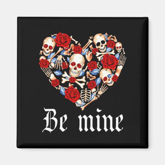 Roses And Skulls Heart Gothic Style Valentine Be M Magnet (Vorne)