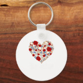Roses And Skulls Heart Gothic Style Valentine Be M Schlüsselanhänger (Vorderseite)