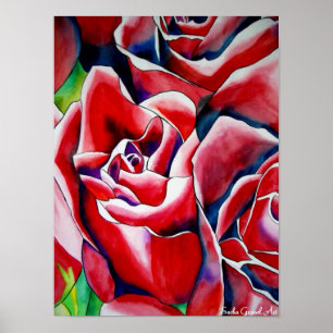 Roses Aquarellmalerei Poster