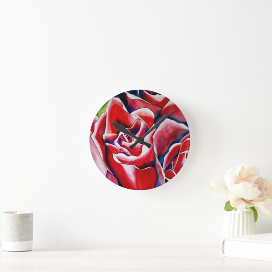 Roses Aquarellmalerei Runde Wanduhr (Zuhause)