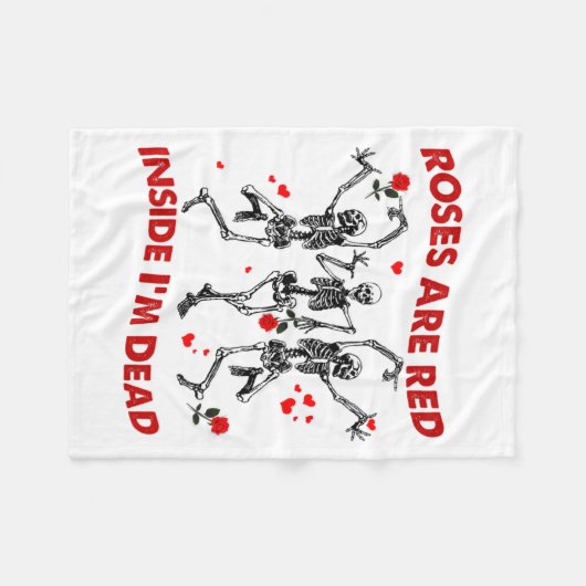 Roses Are Red Inside Im Dead Skeleton Valentines  Fleecedecke (Vorderseite (Horizontal))
