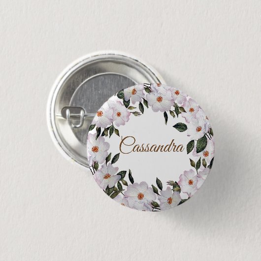 Roses Ballerina Blumendesign Button (Vorne & Hinten)