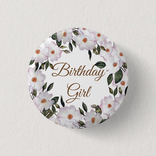 Roses Ballerina Floral Geburtstag Button (Vorderseite)