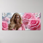 Roses Beerdigungskorb Einsetzen Panel Rosa Himmel Poster (Vorne)