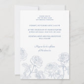 Roses Blue Crest Catholic Wedding Einladung (Rückseite)