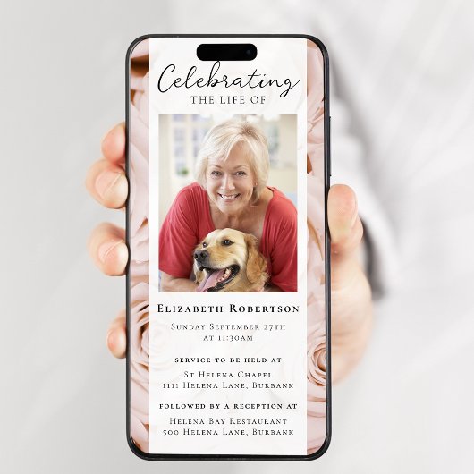 Roses Blumenbeerdigung Foto Digitaler Auftritt Einladung