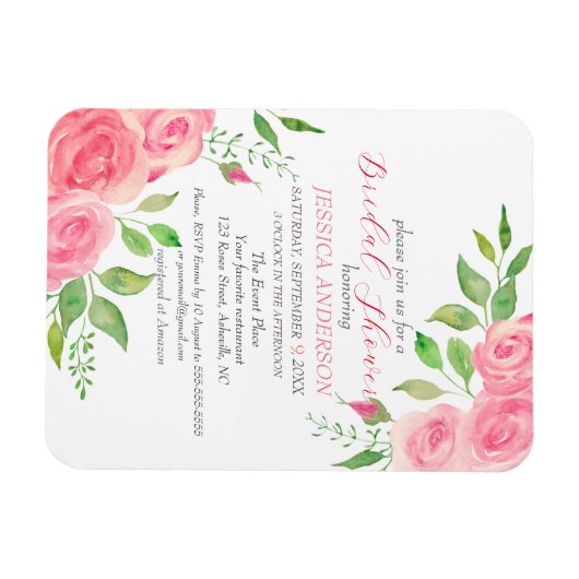 Roses Blumendusche Einladung Magnet (Horizontal)