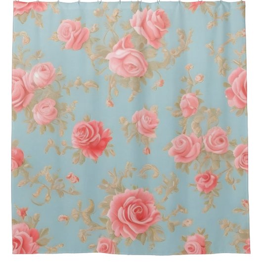 Roses Blumenmuster Duschvorhang (Vorderseite)