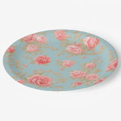 Roses Blumenmuster Pappteller (Schrägansicht)