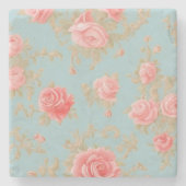 Roses Blumenmuster Steinuntersetzer (Vorderseite)