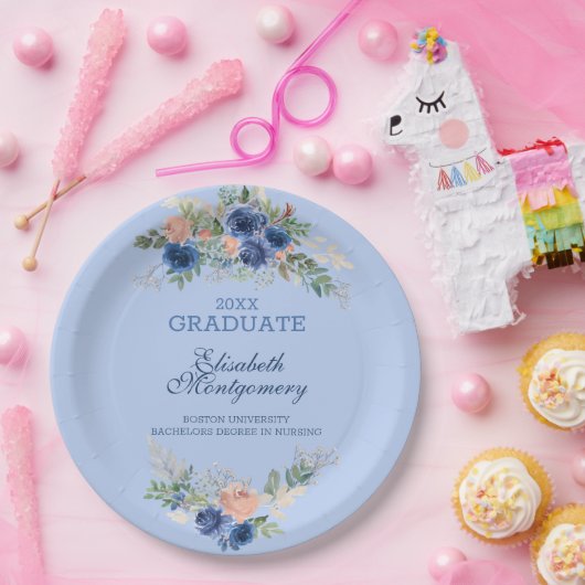 Roses Boho Abschluss Pappteller (Party)